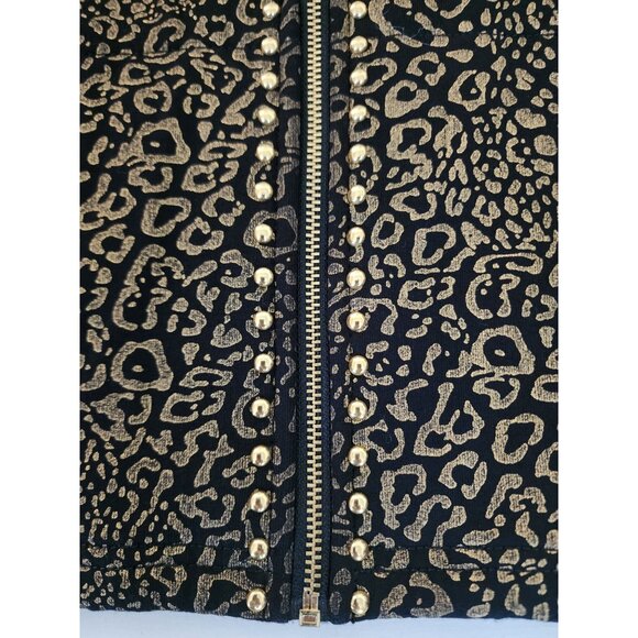 Rudy Rd. Women's Petite Metallic Studded Long Sleeve Jacket Black/Gold Size PL - Picture 6 of 13